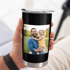Personalized 20oz Tumbler with Lid, Custom Photo & Name Insulated Double Wall Travel Tumbler, Custom Photo Cup Gift for Dad, Mom, Husband, Wife