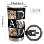 Personalized 20oz Tumbler with Lid, Custom Photo & Name Insulated Double Wall Travel Tumbler, Custom Photo Cup Gift for Dad, Mom, Husband, Wife