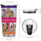 Personalized Tumblers with Pictures Lids and Straws 20 oz Custom Photo Stainless Steel Coffee Tumbler with Name Text Coffee Mug Cup Gifts for Christmas Anniversary Birthday for Dad Mom Friend