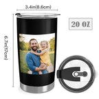 Personalized 20oz Tumbler with Lid, Custom Photo & Name Insulated Double Wall Travel Tumbler, Custom Photo Cup Gift for Dad, Mom, Husband, Wife