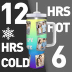 Custom Personalized 8 Photos Text Insulated Stainless Steel Tumbler 40 OZ (1200 ML), Design Pictures Unique Travel Coffee Cup Gifts for Birthday Anniversary Party
