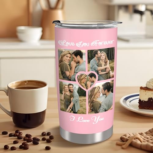 Personalized Tumbler Custom Vacuum Insulated Travel Mug Customizable Coffee Cup with Your Photos and Text Christmas Birthday Gift