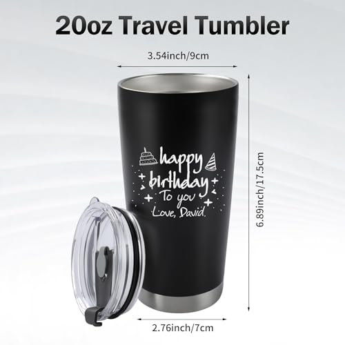 Personalized Travel Coffee Mug - Custom 20oz Stainless Steel Tumbler Cup with Lid - Custom Cup Gift for Dad, Mom, Friends