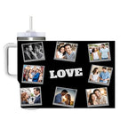 Custom Personalized 8 Photos Text Insulated Stainless Steel Tumbler 40 OZ (1200 ML), Design Pictures Unique Travel Coffee Cup Gifts for Birthday Anniversary Party