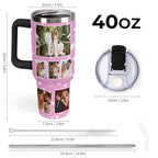 Personalized Picture Tumbler for Men Women,Gift for Dad Mom Families Friends,Custom Photo Image & Text Travel Mug,Insulated Stainless Steel Coffee Cup,Multi Color (40oz-12 Photos)