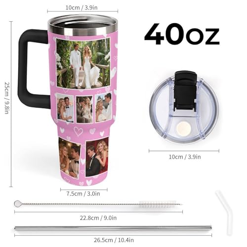 Personalized Picture Tumbler for Men Women,Gift for Dad Mom Families Friends,Custom Photo Image & Text Travel Mug,Insulated Stainless Steel Coffee Cup,Multi Color (40oz-12 Photos)