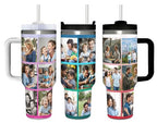 Custom Personalized Travel Tumbler 40 oz (1200 ml) with 12 Pictures Text
