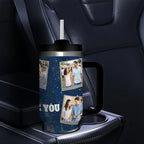 Custom Personalized 8 Photos Text Insulated Stainless Steel Tumbler 40 OZ (1200 ML), Design Pictures Unique Travel Coffee Cup Gifts for Birthday Anniversary Party