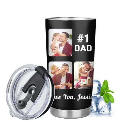 20oz Number One Dad Photo Tumbler — personalized design example