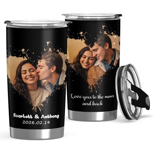 20oz Couple Photo & Anniversary Date Tumbler — personalized design example
