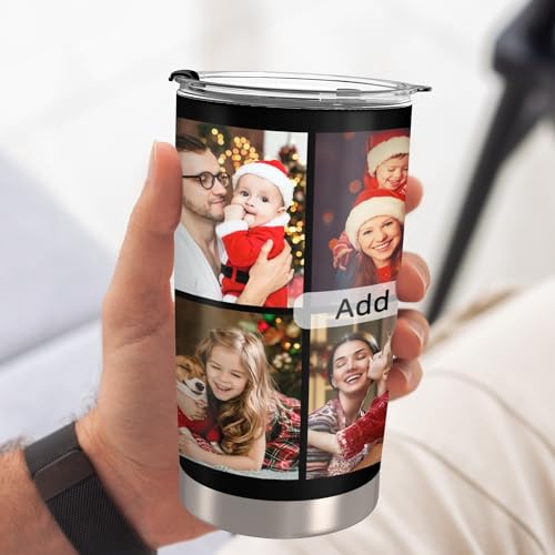 Personalized Tumbler with Photo Text Stainless Steel Tumbler with Straw Custom Funny Coffee Mug Cup Gifts for Anniversary Birthday Christmas Gift for Dad Mom Boyfriend Husband Friends