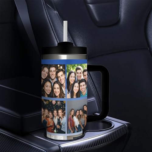 Custom Personalized Travel Tumbler 40 oz (1200 ml) with 12 Pictures Text