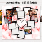 20oz Personalized Heart Photo Collage Tumbler, Pink Marble Background Custom Multi Photos Stainless Steel Insulated Tumbler with Lid & Straw, Family Couple Anniversary Birthday Gift