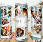 Vintage Teal Wood 9 Photo Collage Custom 20oz Skinny Tumbler, Personalized Polaroid Picture Tumbler with Custom Text, Gift for Family & Friends