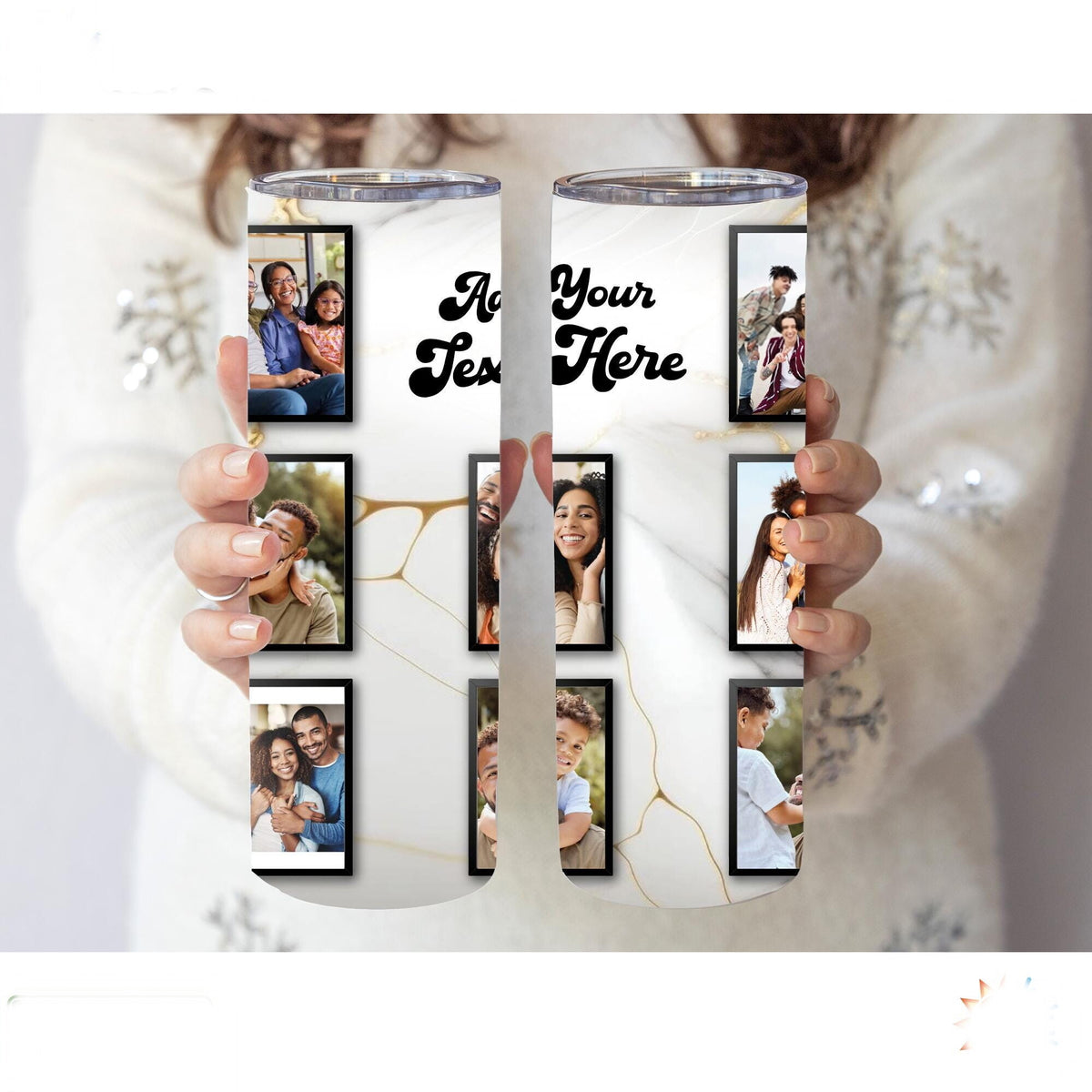 Custom Photo Tumbler with Text | Personalized Travel Mug | Family Gift | Birthday Gift for Mom Dad | Anniversary Gift | Birthday Gift