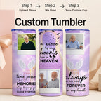 Memorial Custom Photo 20oz Skinny Tumbler, Purple Sky Angel Wings Personalized Insulated Tumbler, Forever in My Heart Remembrance Gift Cup
