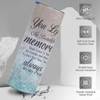 Personalized 20oz Skinny Stainless Steel Tumbler with Lid & Straw, Custom 4 Photo Collage, Fixed Marble Background & Quote, Insulated Travel Cup, Single Tumbler, Birthday & Anniversary Keepsake Gift