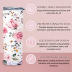 Personalized Mom Tumbler with Name | 20oz Skinny Floral Cup with Lid and Straw | Custom Gift for Mother’s Day, Birthday, Christmas | Insulated Travel Tumbler for Coffee Water Tea | Pink Roses