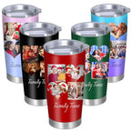 Personalized Tumblers with Pictures Lids and Straws 20 oz Custom Photo Stainless Steel Coffee Tumbler with Name Text Coffee Mug Cup Gifts for Christmas Anniversary Birthday for Dad Mom Friend