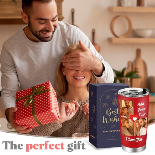 Personalized Tumbler with Pictures Text, Custom Photo Stainless Steel Coffee Tumbler, Coffee Travel Mug Cup Custom Gifts for Women Man