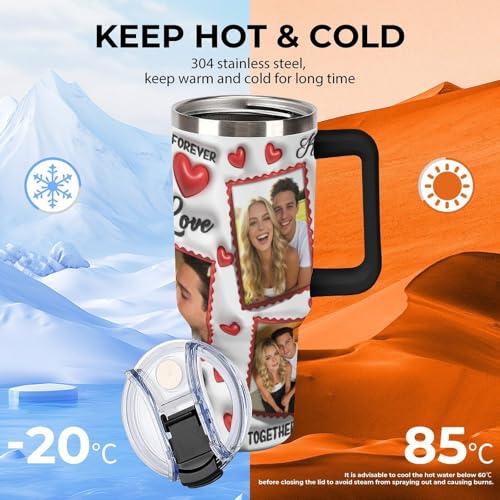 Personalized Tumbler Custom Vacuum Insulated Travel Mug Customizable Coffee Cup with Your Photos and Text Christmas Birthday Gift