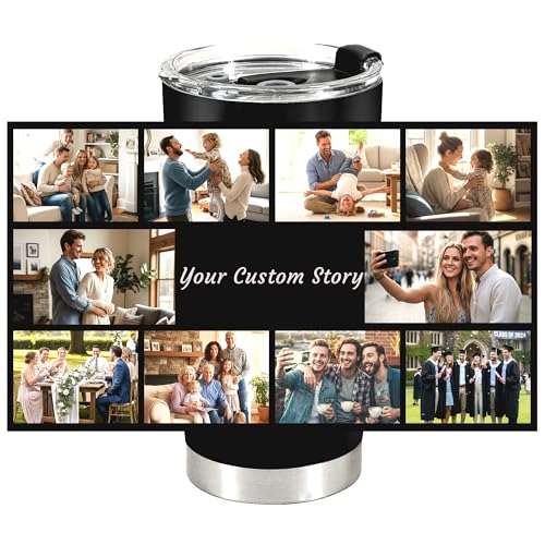 Personalized 20oz Tumbler with Lid, Custom Photo & Name Insulated Double Wall Travel Tumbler, Custom Photo Cup Gift for Dad, Mom, Husband, Wife
