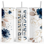 Personalized Grandma Tumbler with Names | 20 oz Custom Floral Insulated Cup with Lid & Straw | Gift for Grandma, Nana, Mimi | Mother’s Day, Birthday, Christmas Gift from Grandkids | Pink Roses