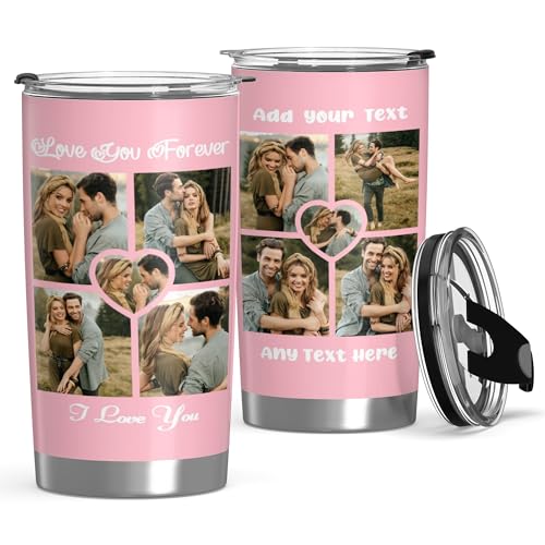 Personalized Tumbler Custom Vacuum Insulated Travel Mug Customizable Coffee Cup with Your Photos and Text Christmas Birthday Gift