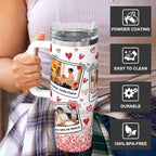 Personalized Picture Tumbler Cups for Men Women, Gift for Husband Wife Him Her Valentines Day, Custom Photo Image & Text Travel Mug, Insulated Stainless Steel Coffee Mug (40oz - 6 Photos)