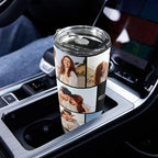 Personalized 20oz Tumbler with Lid, Custom Photo & Name Insulated Double Wall Travel Tumbler, Custom Photo Cup Gift for Dad, Mom, Husband, Wife