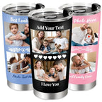 Personalized Tumbler with Pictures Text, Custom Photo Stainless Steel Coffee Tumbler, Coffee Travel Mug Cup Custom Gifts for Women Man