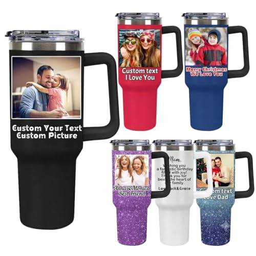 Personalized Picture Tumbler for Men Women,Xmas Gift for Dad Mom Families Friends,Custom Photo Image & Text Travel Mug,Insulated Coffee Cup,40oz Multi Color