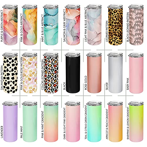 Personalized Skinny Tumbler with Lid & Straw, 20 Oz with Custom Text, 21 Color Styles, 10 Fonts - Personalized Gifts for Mom, Bridesmaid Proposal Gifts, Best Friend Birthday Gifts for Women