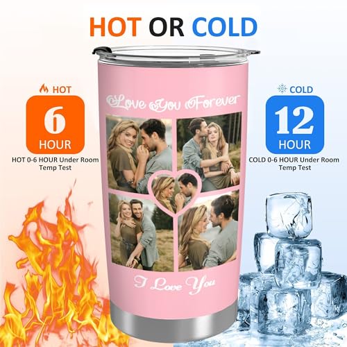 Personalized Tumbler Custom Vacuum Insulated Travel Mug Customizable Coffee Cup with Your Photos and Text Christmas Birthday Gift