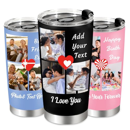 20oz Three-Photo Message Tumbler — personalized design example