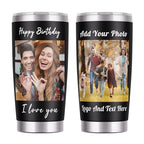 Custom Photo Cups Personalized Picture Coffee Tumbler with Text 20oz Stainless Steel Custom Tumbler Coffee Cup Customized Double Wall Insulated Travel Mug Christmas Birthday Gifts for Women Men Visit the DIYKST Store