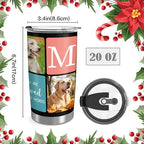Artsadd Personalized Tumbler with Photo Text Christmas Gifts for for Dad Mom Boyfriend Husband Friends Family Customized Coffee Tumblers With Lid and Strawstraw 20oz Stainless Steel Cup Tumbler