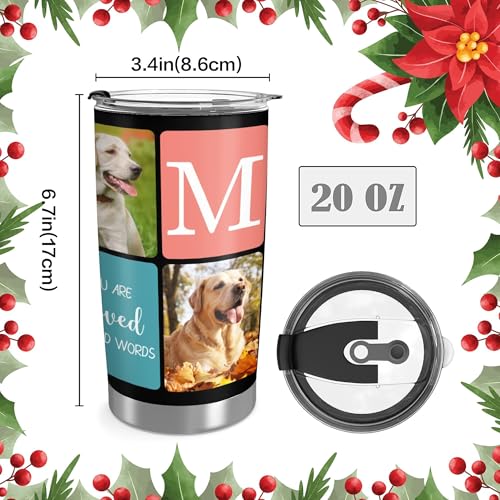 Artsadd Personalized Tumbler with Photo Text Christmas Gifts for for Dad Mom Boyfriend Husband Friends Family Customized Coffee Tumblers With Lid and Strawstraw 20oz Stainless Steel Cup Tumbler