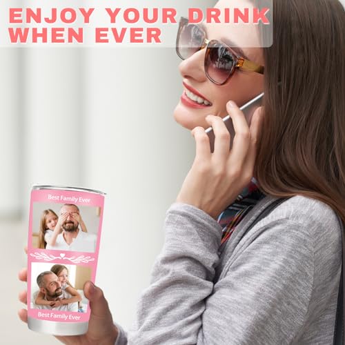 Personalized Tumbler with Pictures Text, Custom Photo Stainless Steel Coffee Tumbler, Coffee Travel Mug Cup Custom Gifts for Women Man