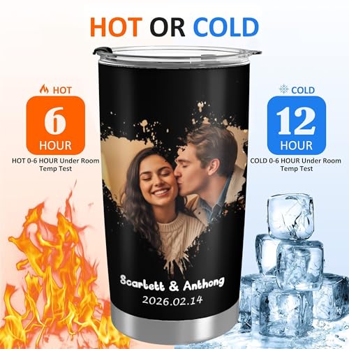 Personalized Tumbler Custom Vacuum Insulated Travel Mug Customizable Coffee Cup with Your Photos and Text Christmas Birthday Gift (Valentines Tumbler)