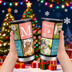 Artsadd Personalized Tumbler with Photo Text Christmas Gifts for for Dad Mom Boyfriend Husband Friends Family Customized Coffee Tumblers With Lid and Strawstraw 20oz Stainless Steel Cup Tumbler