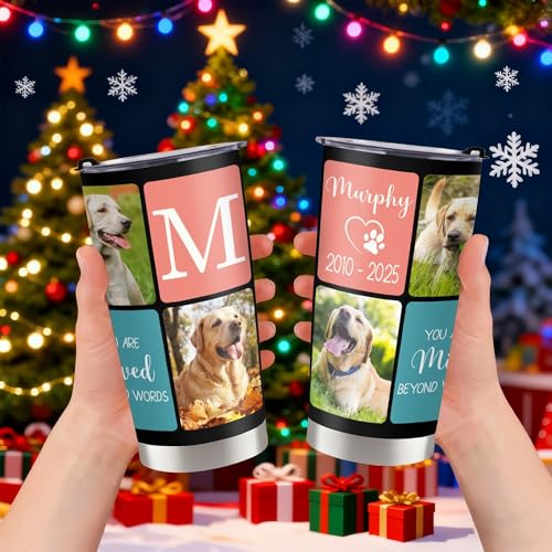Artsadd Personalized Tumbler with Photo Text Christmas Gifts for for Dad Mom Boyfriend Husband Friends Family Customized Coffee Tumblers With Lid and Strawstraw 20oz Stainless Steel Cup Tumbler