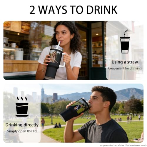 Personalized 40 Oz Tumbler with Photo Logo Text, Custom Travel Mug Cup