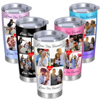 Personalized Tumblers with Pictures Lids and Straws 20 oz Custom Photo Stainless Steel Coffee Tumbler with Name Text Coffee Mug Cup Gifts for Christmas Anniversary Birthday for Dad Mom Friend