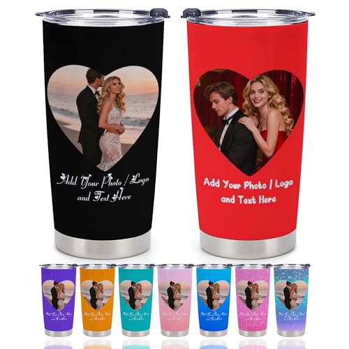 Personalized Tumbler Custom Vacuum Insulated Travel Mug Customizable Coffee Cup with Your Photos and Text Christmas Birthday Gift