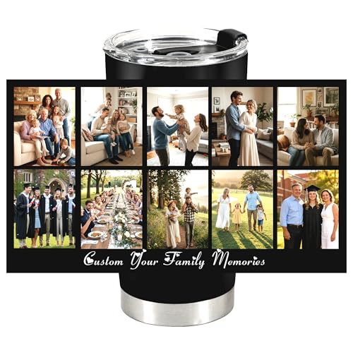 Personalized 20oz Tumbler with Lid, Custom Photo & Name Insulated Double Wall Travel Tumbler, Custom Photo Cup Gift for Dad, Mom, Husband, Wife