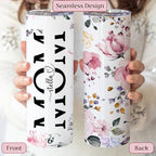 Personalized Mom Tumbler with Name | 20oz Skinny Floral Cup with Lid and Straw | Custom Gift for Mother’s Day, Birthday, Christmas | Insulated Travel Tumbler for Coffee Water Tea | Pink Roses