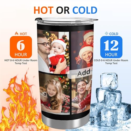 Personalized Tumbler with Photo Text Stainless Steel Tumbler with Straw Custom Funny Coffee Mug Cup Gifts for Anniversary Birthday Christmas Gift for Dad Mom Boyfriend Husband Friends