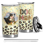 Personalized Tumbler with Photo For Dog/Cat Mom Lover, Made in USA 20 oz Custom Stainless Steel Coffee Mug with Lid, Custom Cup Gift for Pet Lover, Mom, Friends