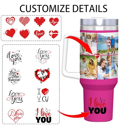 AooHHooA Custom 40 oz Tumbler with 4 Photos, Insulated Stainless Steel